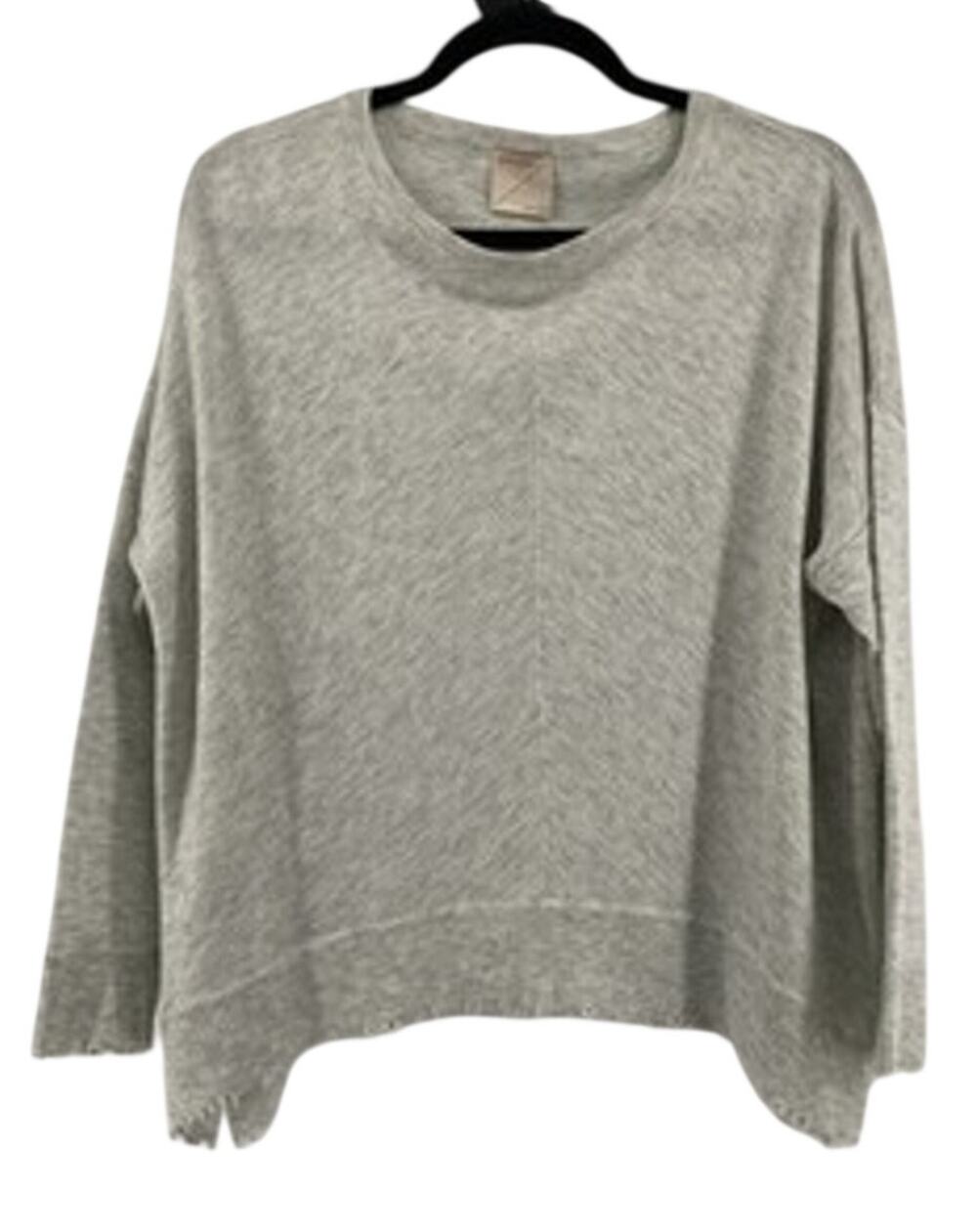 Kerisma Light Gray Distressed Hem Raw Knit Sweater Wool Blend Womans Size M/L